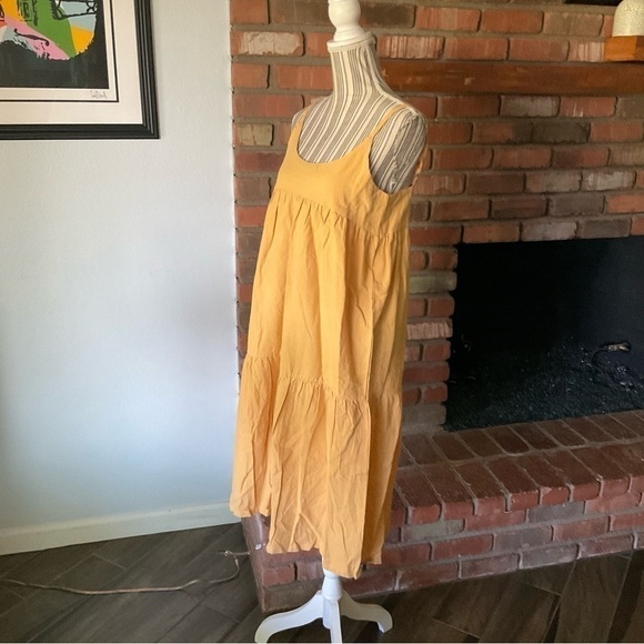 Zulu & Zephyr Ecliptic Cotton Midi Dress Marigold Yellow Sz 6 - Picture 4 of 7